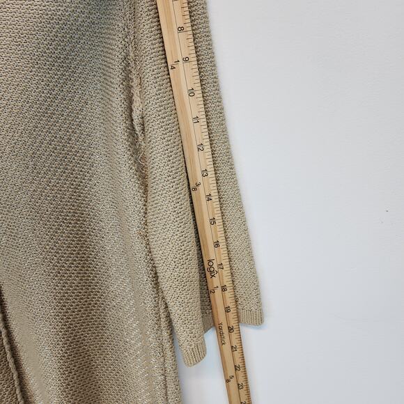 Chicos 2 Slanted Hem Heidi Sweater Size L Tan Metallic Slub Knit Chic Neutral - Picture 10 of 15